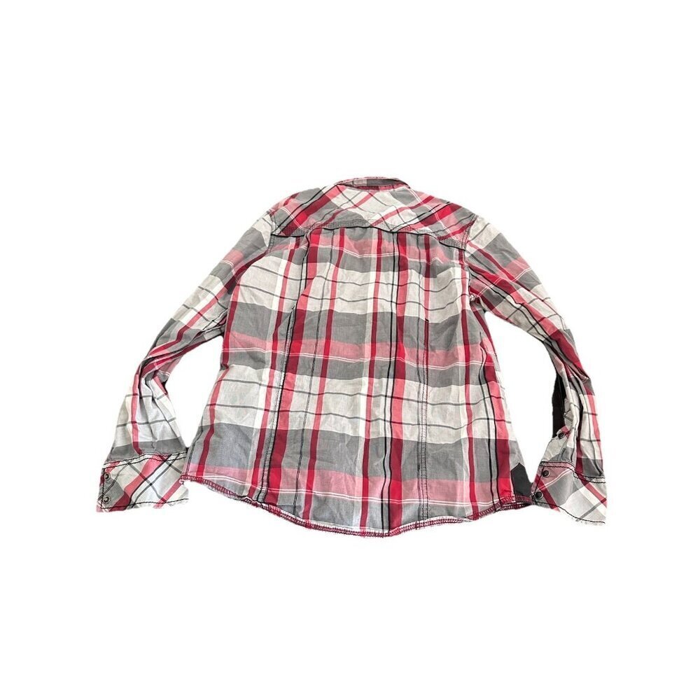 Buckle BKE Pearl Snap Shirt Mens Medium Red Plaid Slim Fit Western Cowboy Casual - Picture 4 of 4